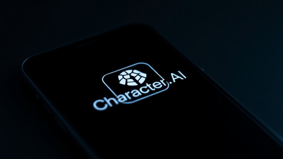 Smartphone displaying Character.AI logo, highlighting tech accountability in the AI mental health crisis.