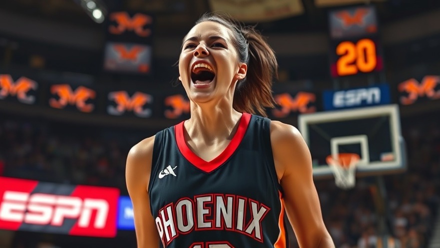 Intense celebration of a female player in a Phoenix jersey, capturing playoff basketball excitement.