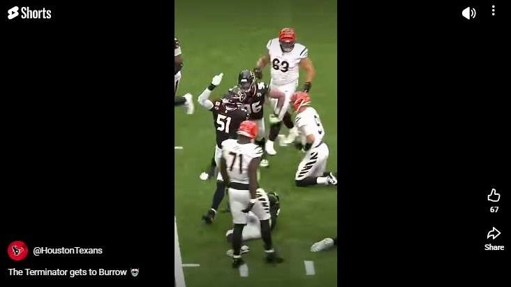 The Terminator gets to Burrow football player celebrates on field