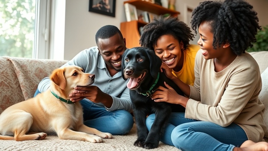 Black family enjoying quality time playing with their pets at home.