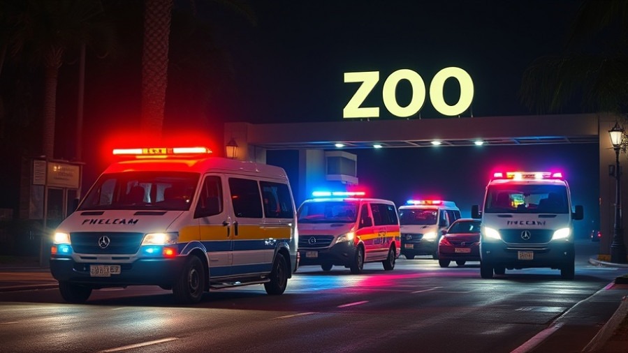 Emergency vehicles responding at the San Antonio Zoo, highlighting public safety in local news.