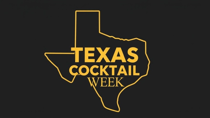 Stylized Texas Cocktail Week illustration highlighting Houston craft cocktails.