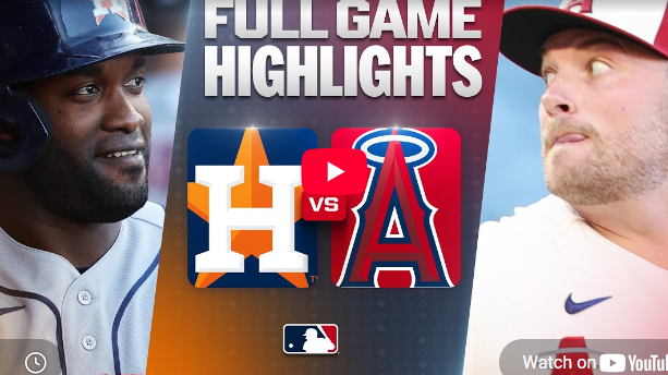 Astros vs Angels game highlights promotional graphic with players