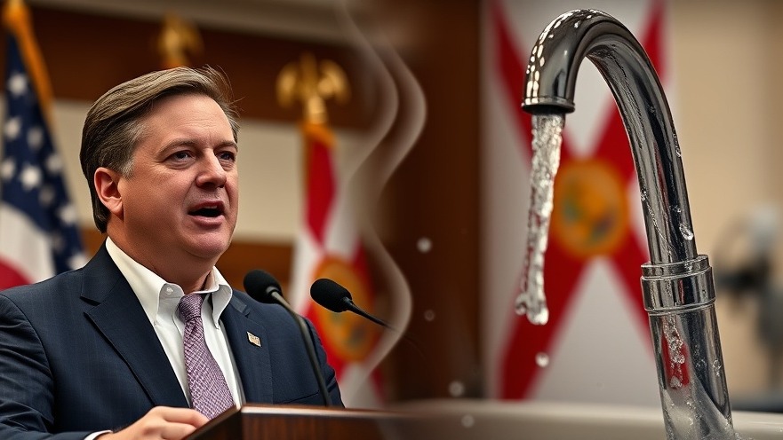 Ron DeSantis discusses health autonomy in fluoride debate, patriotic backdrop.