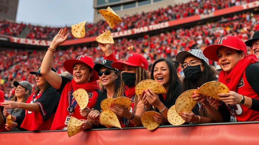 Texas Tech fans celebrate college football traditions by tossing tortillas during a game.