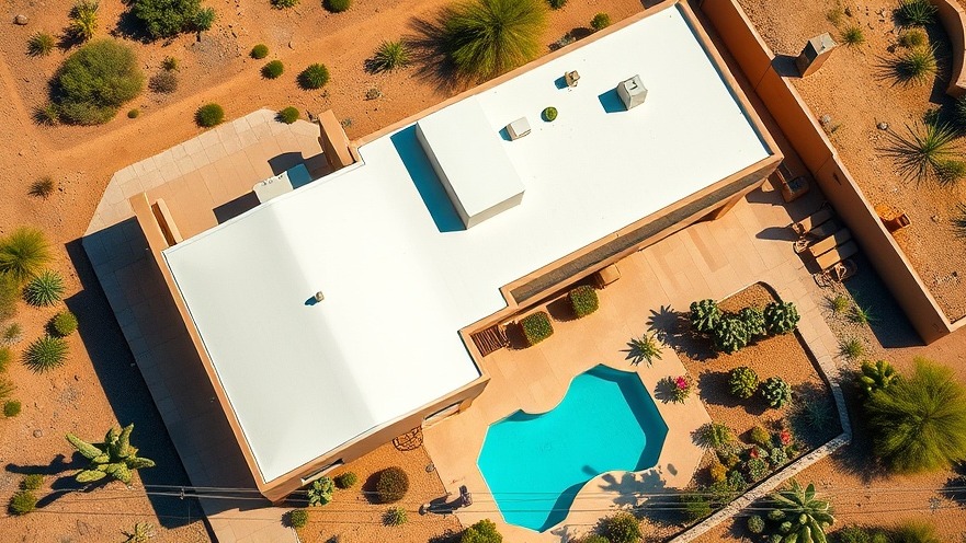 Aerial view of a Southwestern-style house, showcasing vibrant desert landscaping, ideal for Tucson news on abduction.