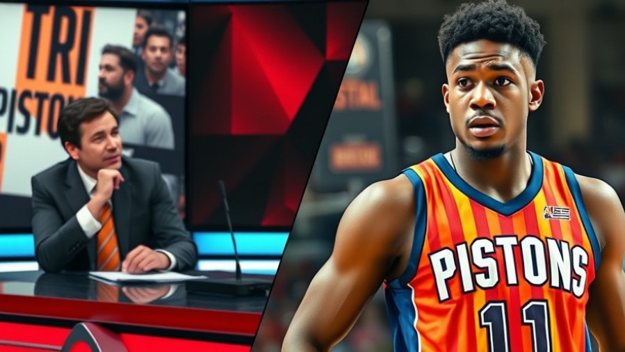NBA Highlights: Vibrant split-screen of a commentator and PISTONS player