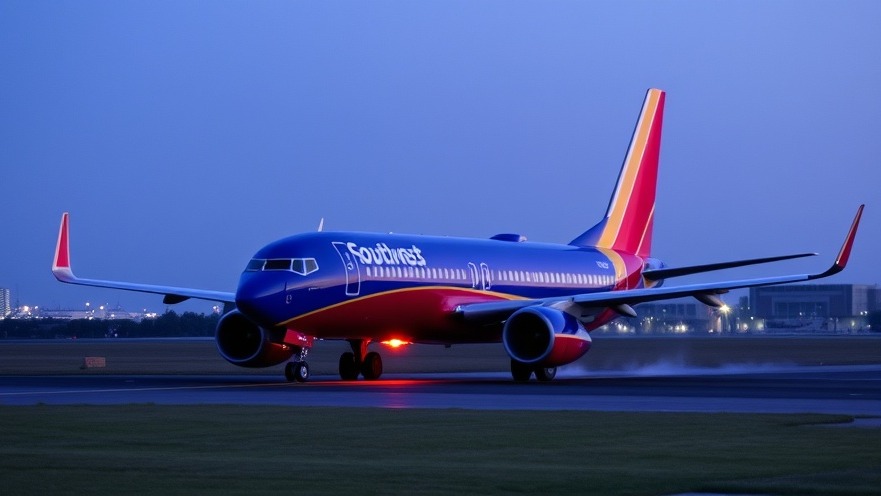 Southwest Airlines plane on taxiway amidst airline service Mexico updates.