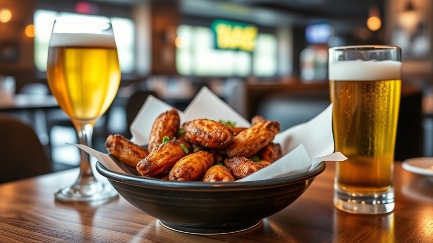 Delicious chicken wings bowl with beer, perfect for San Antonio food specials.