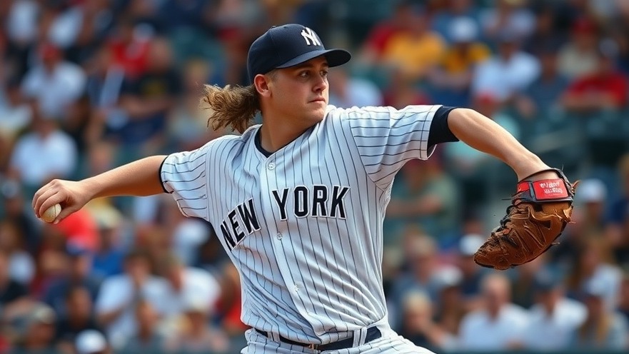 Focused New York Yankees player pitching intensely, capturing MLB injuries and Gerrit Cole updates.