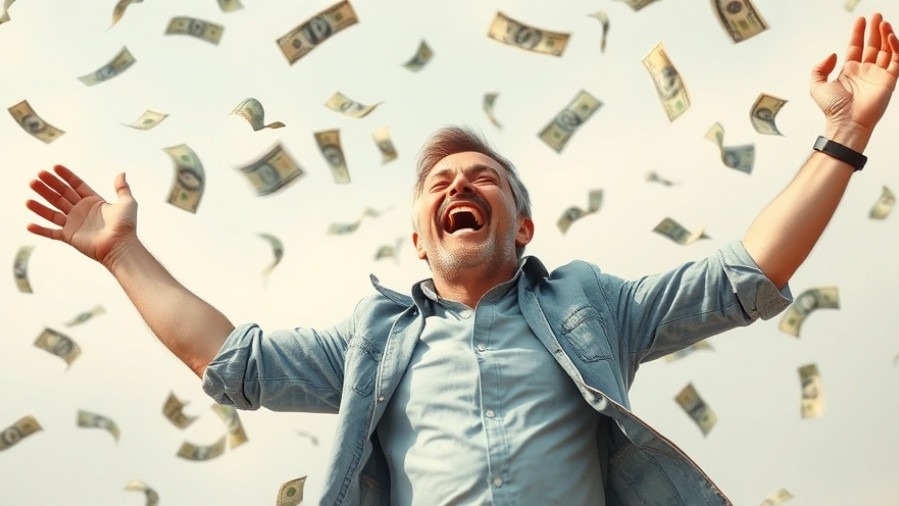 Ecstatic man celebrates extraordinary jackpot winner in Arkansas lottery news.