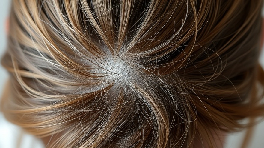 Close-up of woman's scalp showing dandruff, highlighting stress relief techniques for seniors.