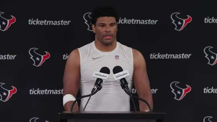 Sebastian Harsh NFL Journey press conference with athlete smiling