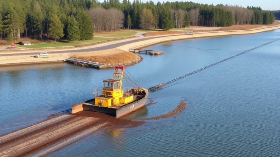 Dredging operation on lake enhancing transportation infrastructure in U.S. government news.