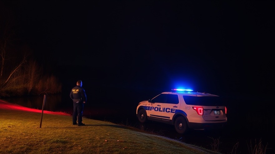 Police presence by a lake at night, highlighting athlete mental health in 49ers news.