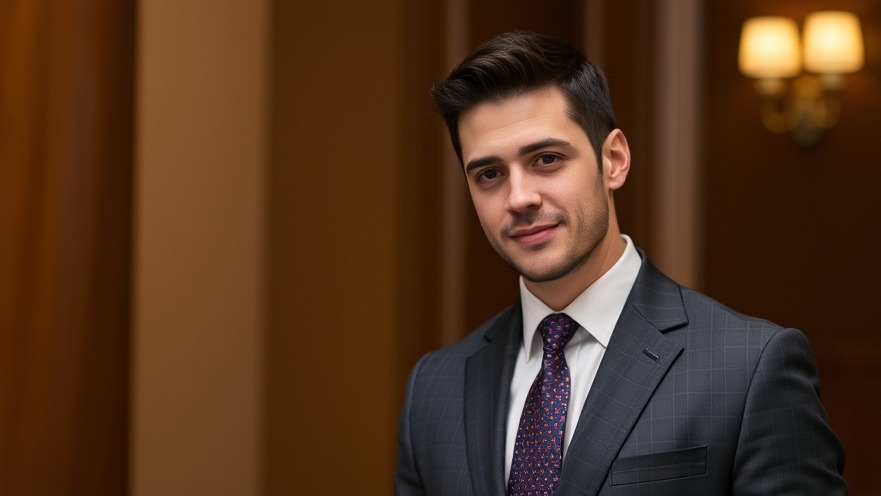 Brandon Herrera in a business suit discussing Texas political races.