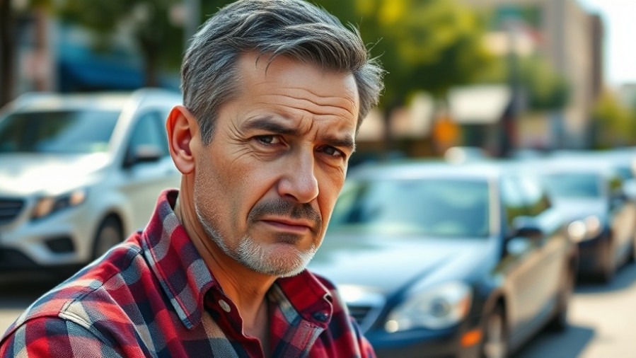 Candid shot of a sad man in plaid shirt reflecting on political scandal and accountability.