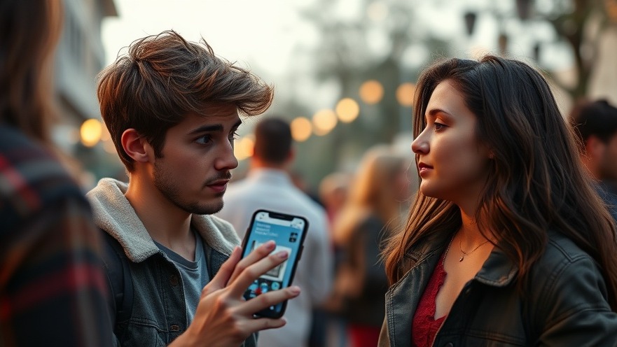 Young adults discussing online safety tips in a warm outdoor setting.