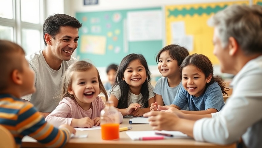 Joyous children and parents in a classroom, highlighting school choice Texas.