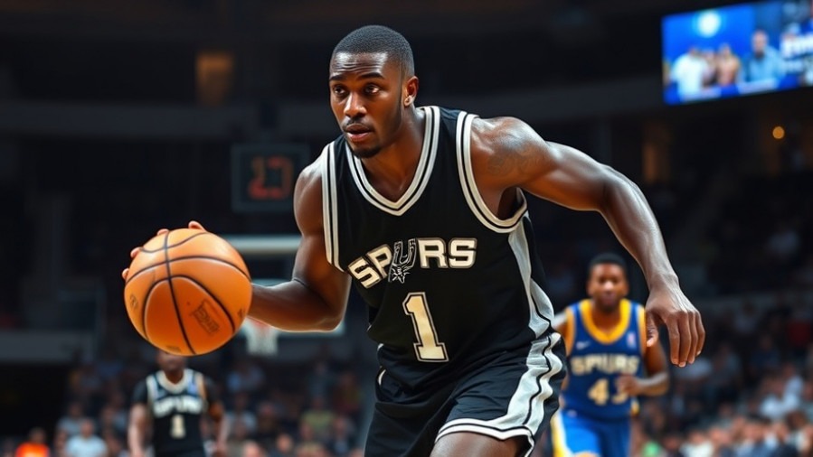 Intense black Spurs player dribbling the ball, showcasing San Antonio Spurs updates.
