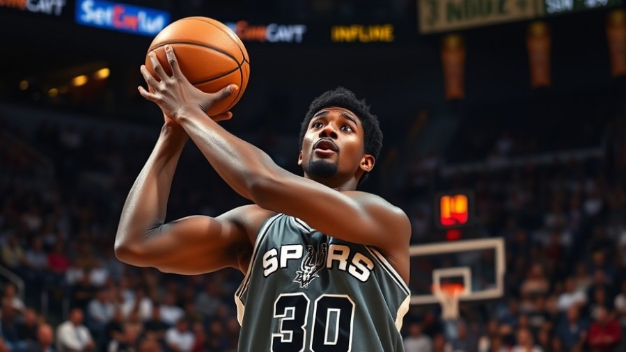 San Antonio Spurs player #30 making a three-pointer, showcasing basketball achievement.