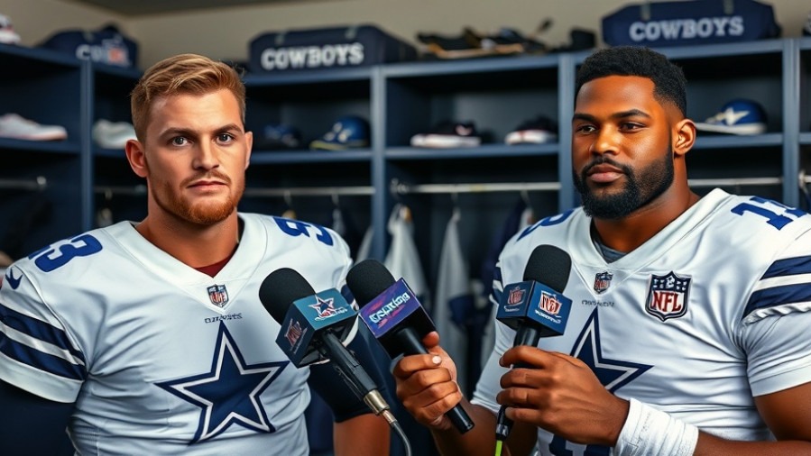 Dallas Cowboys players embodying resilience in football during a locker room interview.