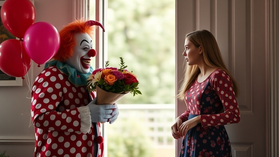 Killer clown delivers flowers to a shocked woman in Marlene Warren murder case.
