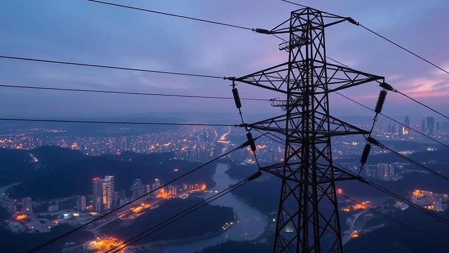 Aerial view of electrical power lines amidst current events in Iran and U.S. military operations.