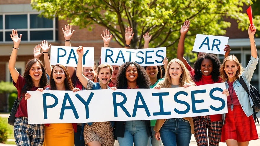 Excited teachers celebrate pay raises outdoors, highlighting Argyle ISD teacher salary increase.