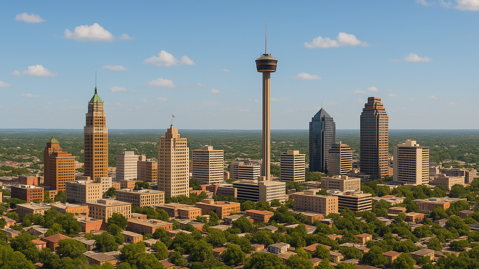 San Antonio skyline at sunset with Tower of the Americas, highlighting San Antonio small business potential in a vibrant cityscape.
