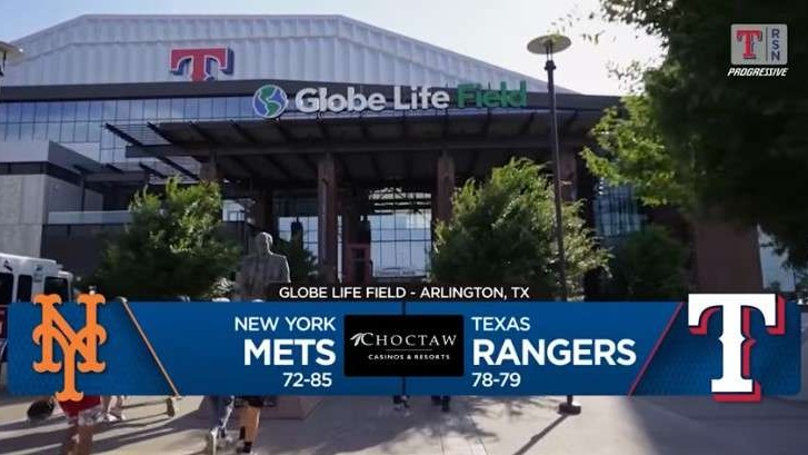 Rangers vs Mets Game Recap promotional image with baseball action.