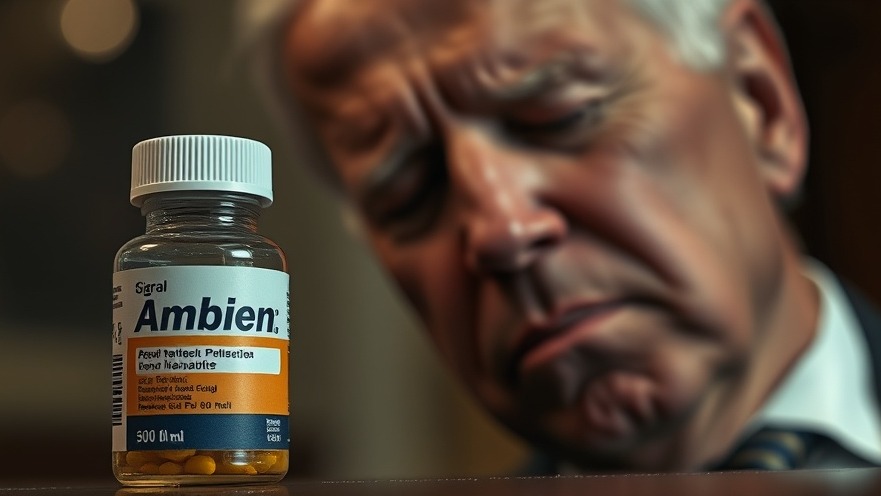 Close-up of Ambien bottle beside Joe Biden, reflecting on sleep medication use in politics.