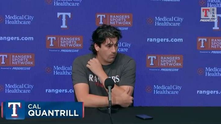 Baseball player discussing strategic analysis at a press conference.