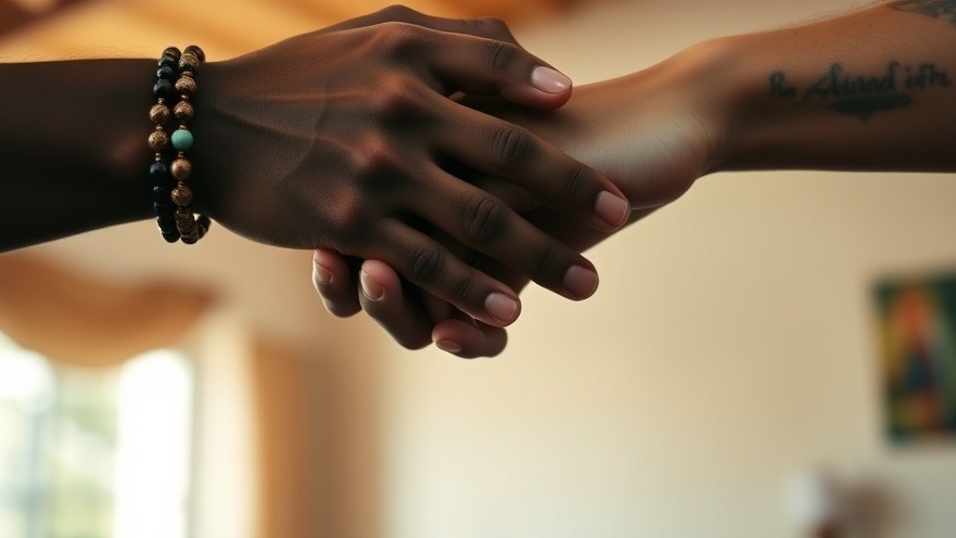 Close-up of supportive hands symbolizing community support for cancer survivor stories.