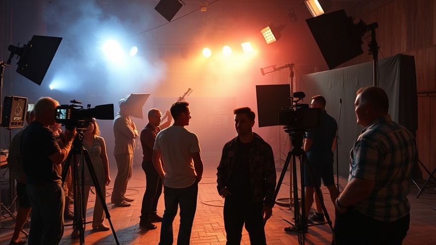 People collaborating on a movie set, showcasing Austin small businesses' creativity.