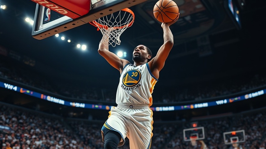 Kevin Durant dunking amidst packed stadium, highlighting NBA trade news impact on Rockets' championship hopes.