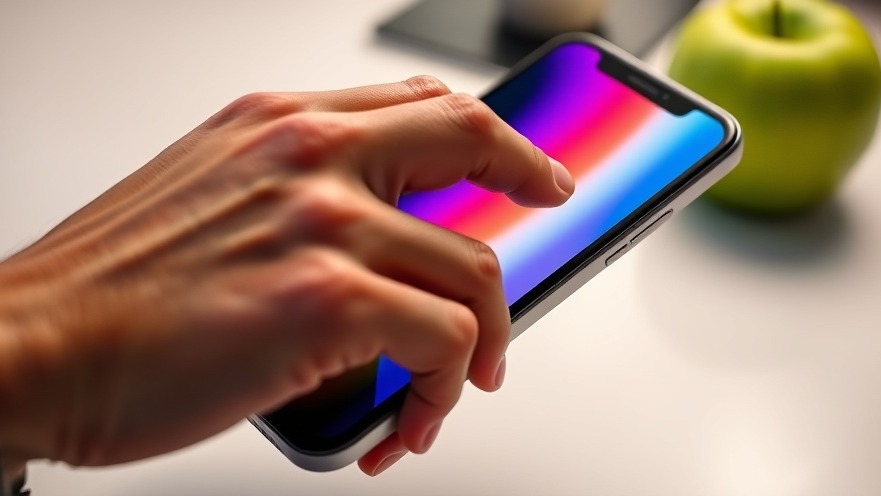 Close-up of a hand with a smartphone showcasing health and wellness apps, with a green apple.