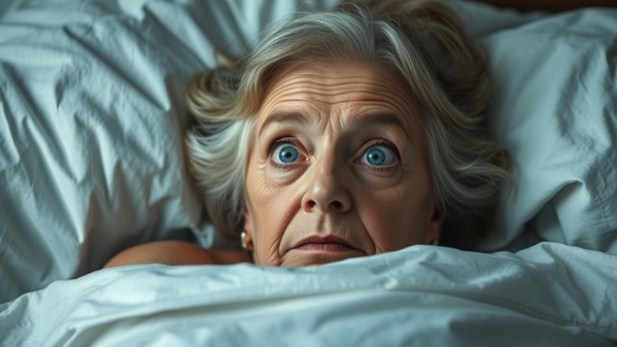 Older woman in bed practicing mental health meditation for stress relief.