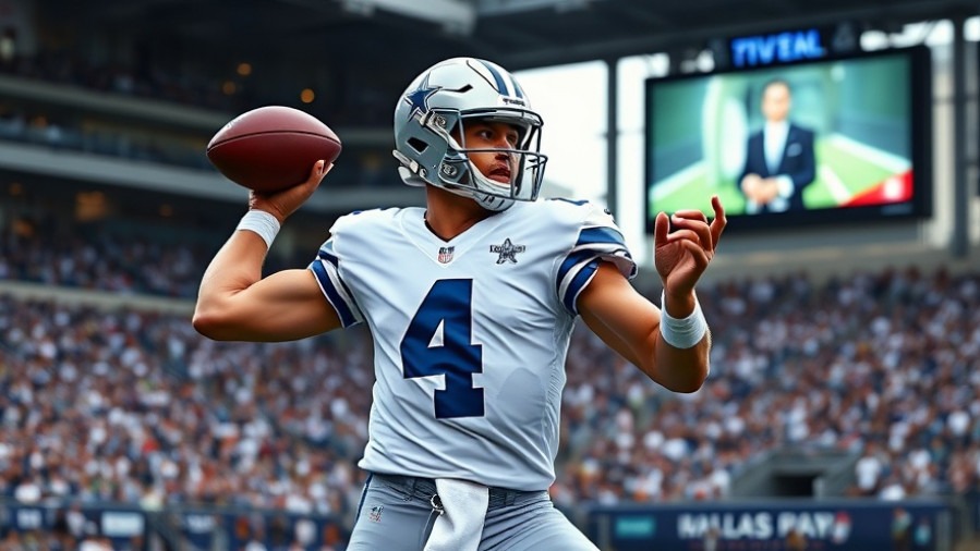 Dallas Cowboys player #4 prepares to throw football, showcasing NFL season insights.