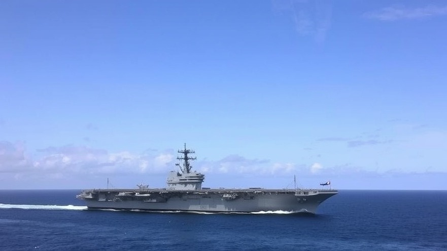 US Navy aircraft carrier sailing in ocean, significant for current events in the US