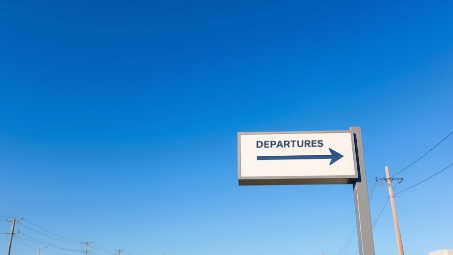 San Antonio Airport departures sign against a clear blue sky for travel alerts.
