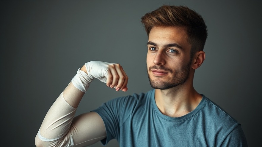 Houston wellness tips: young man with a broken arm focusing on recovery.