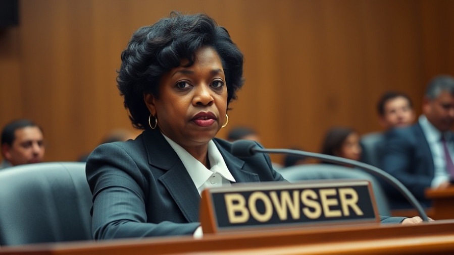 Focused black woman in formal attire at a hearing on Washington D.C. police accountability.