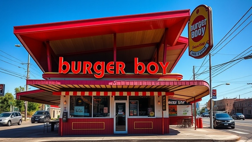 Vintage Burger Boy restaurant in San Antonio, showcasing vibrant outdoor seating.