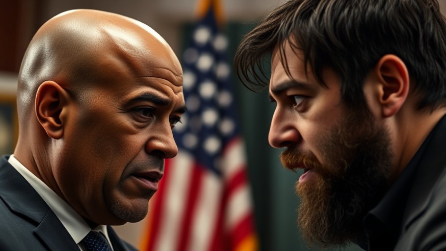 Veterans affairs updates shared in a serious discussion between two men indoors.