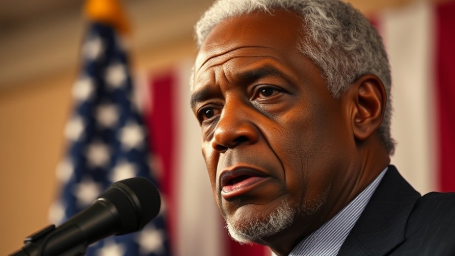 Elderly Black man addresses audience, promoting No Child Left Behind for educational equity.