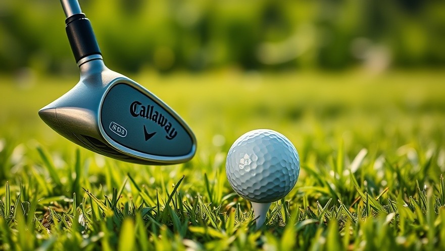 Close-up of a Callaway golf club ready to swing, highlighting corporate responsibility in sports advertising.