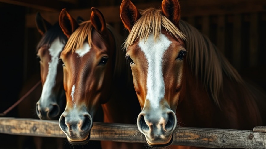 Calm horses in a stable showcasing health safety during the EHV-1 equine virus outbreak.