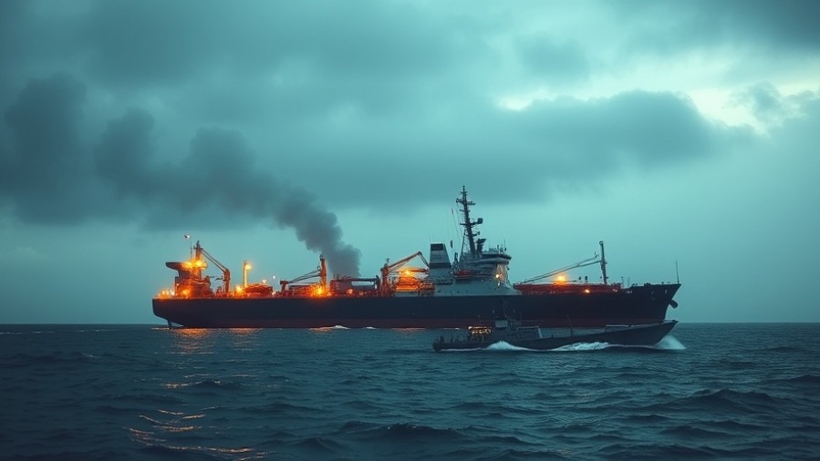 US military vessel stopping oil tanker amid Venezuela oil sanctions.