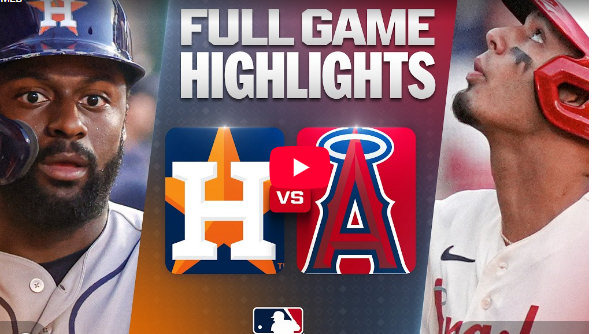 Astros vs Angels July 27 game highlights with player images.
